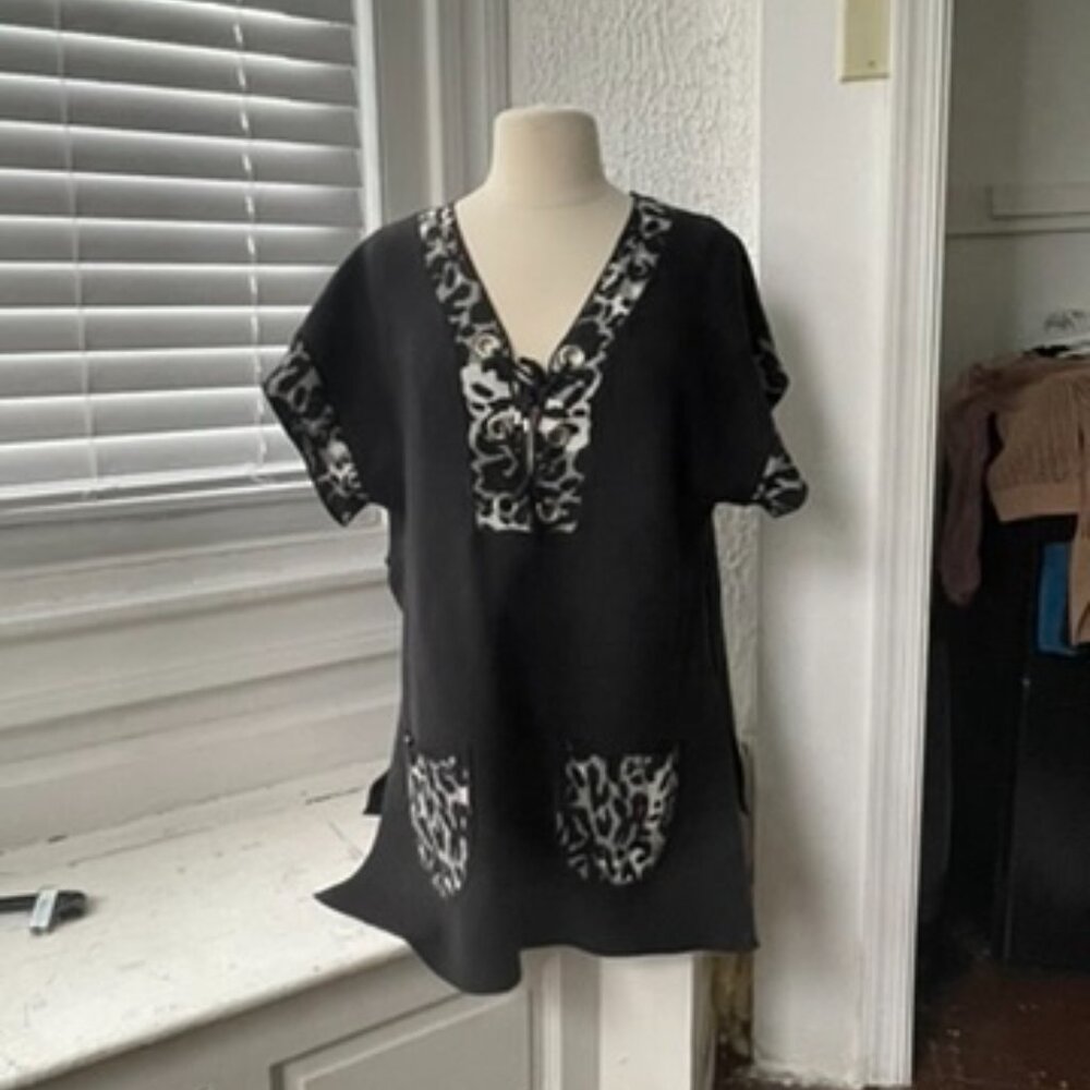 Angel Leopard Tie Up Sweater Poncho